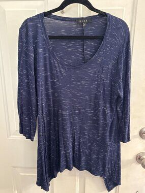 B.L.E.U. Womens XL Gray and white Heather Tunic Top 3/4 Sleeves Lightweight Rayo